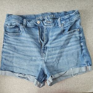 American Eagle Outfitters Light Blue Denim Roll-Cuff Women's Shorts